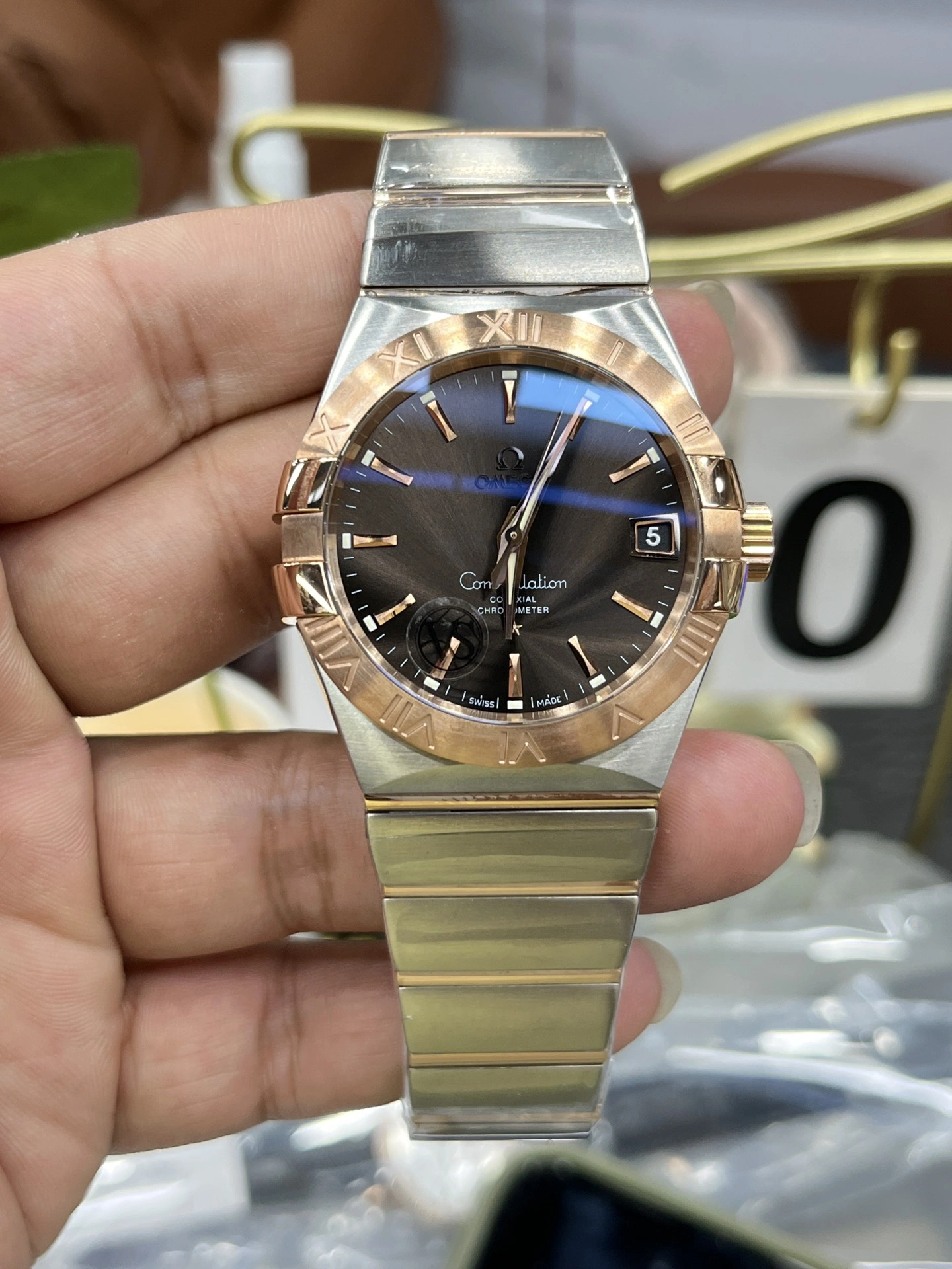 Comfortable CBD Factory Omega Constellation Co-Axial 38mm Two-Tone Sedna Gold Brown Dial (123.20.38.21.13.001) 1:1 Super Clone -DD8500 Movement 309